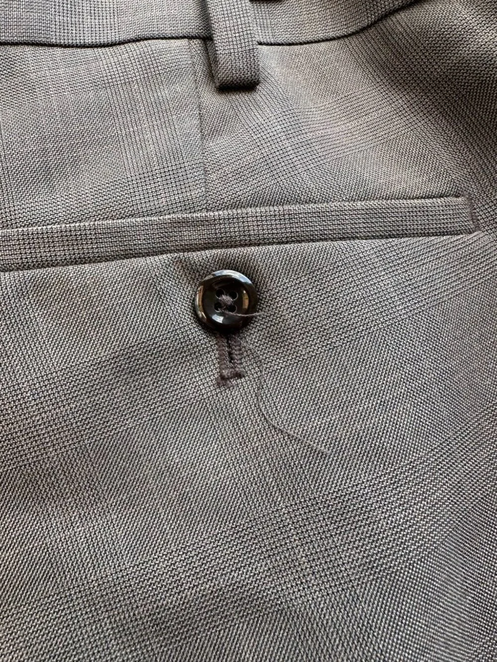 Louis Raphael Tailored Men's Dress Pants 34x30 Taupe Plaid Flat Front Career